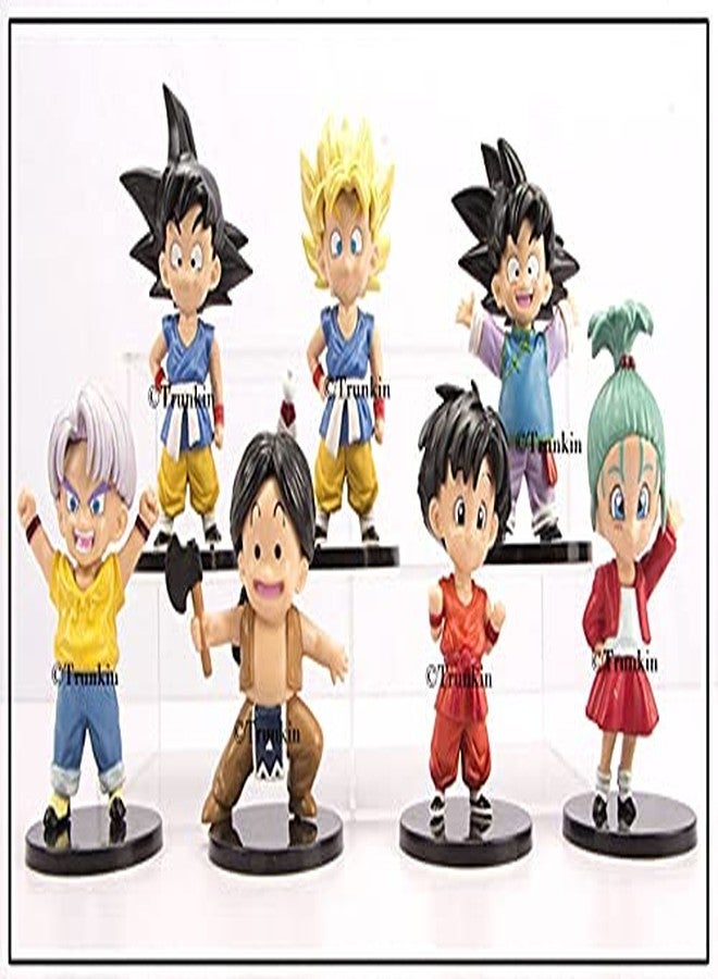 Trunkin Dbz Set Of 7 Action Figures Childhood Ver. 10 cms Anime Figurines Super Saiyan Goten Trunks Pan Vegeta Dolls Toys Anime Dbz Polyvinyl Chloride Collectible Model Toy,Multicolor - Image 4